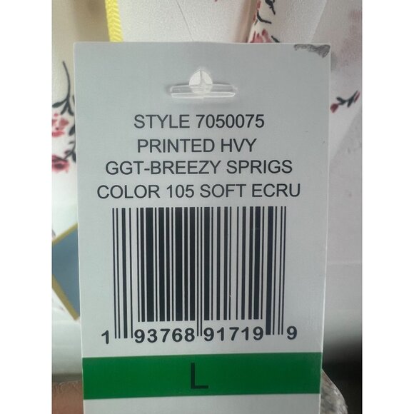 CeCe Breezy Sprigs Ecru Floral Print Long Sleeve V-Neck Tie-Cuff Blouse Large - Picture 3 of 15